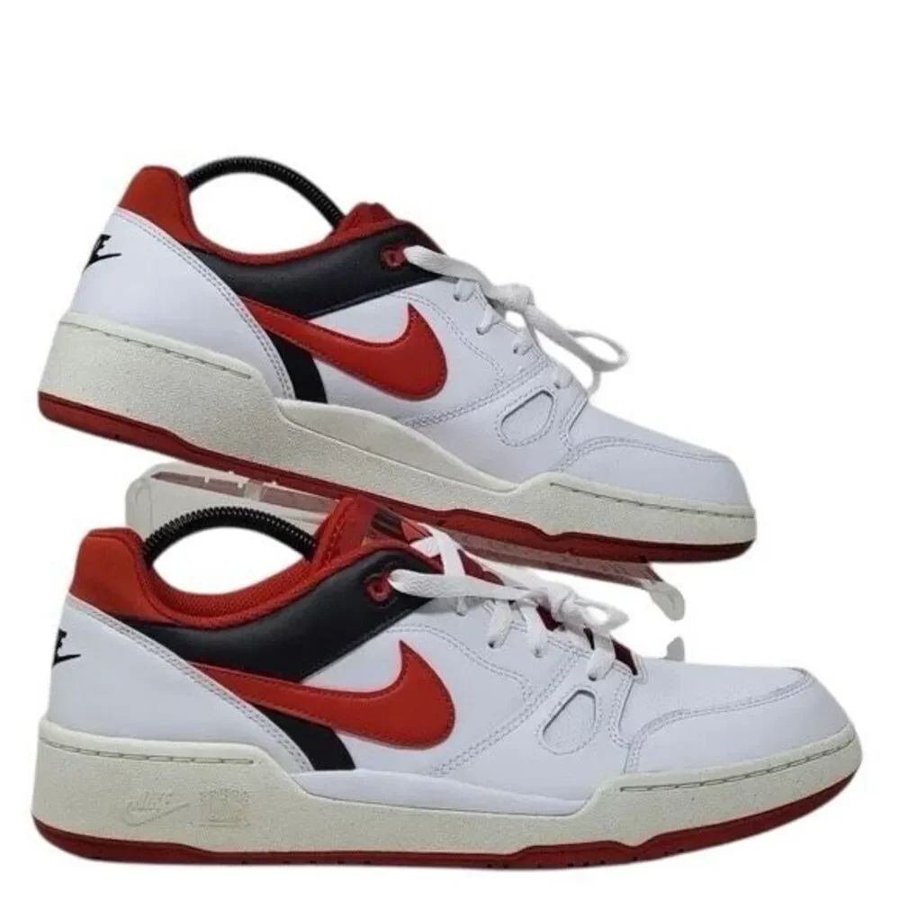 Nike Men's Size 10.5 Full Force Low Sneakers White Red Black AF1 Athletic Shoe